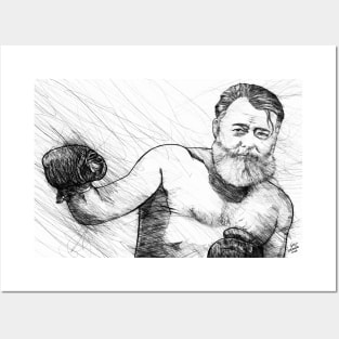 ERNEST HEMINGWAY pencil portrait .1 Posters and Art